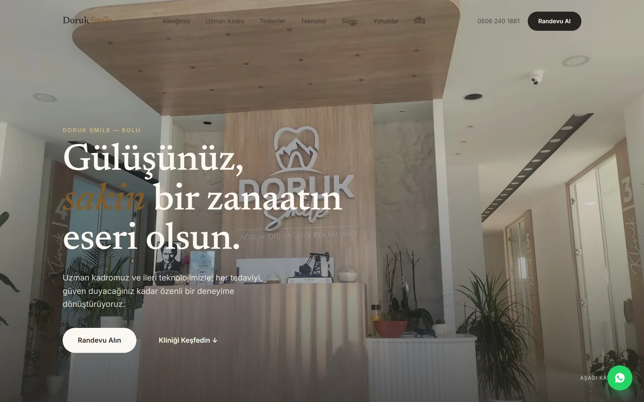 Doruk Smile masaüstü klinik web sitesi tasarımı