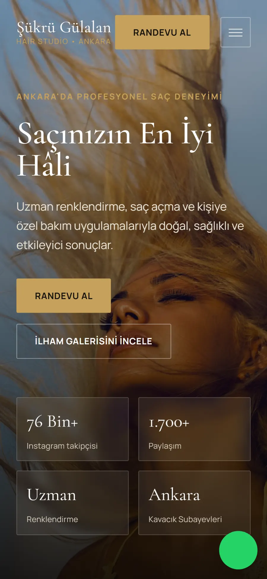 Şükrü Gülalan Hair Studio mobil web sitesi tasarımı